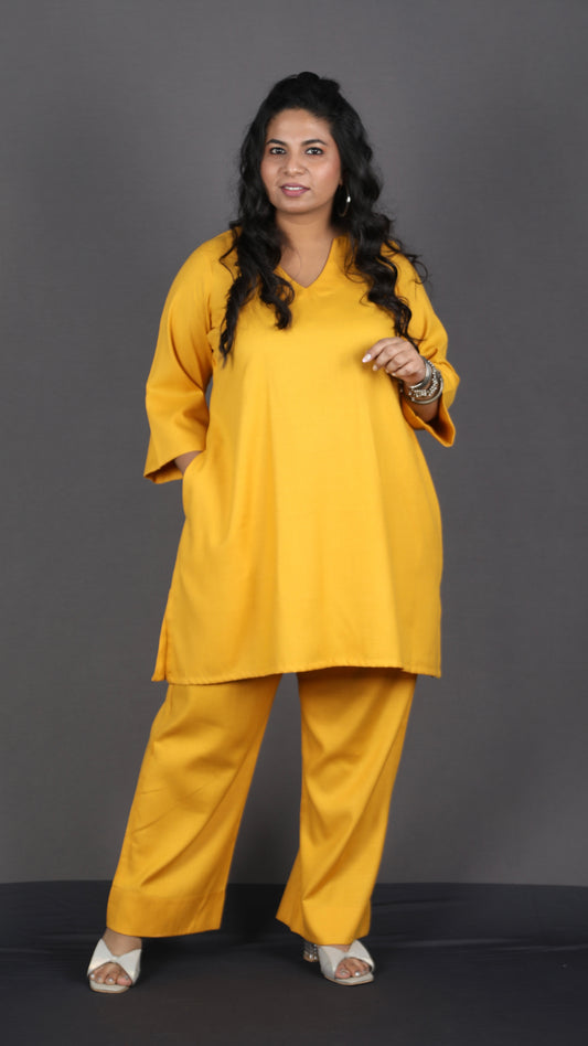 Falak - Short kurta pant set - Soft cotton - YELLOW