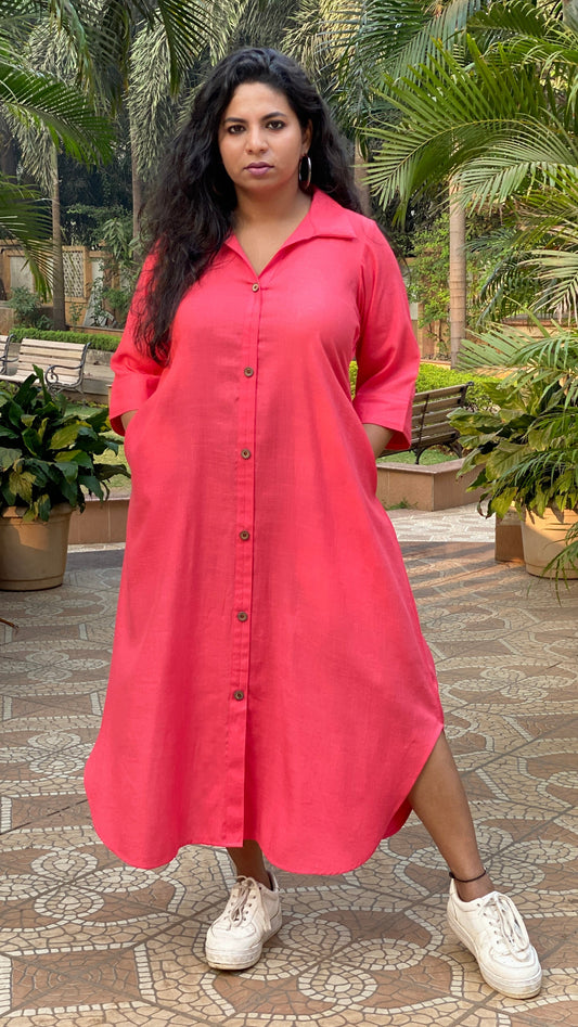 TARA - SHIRT DRESS - PEACH