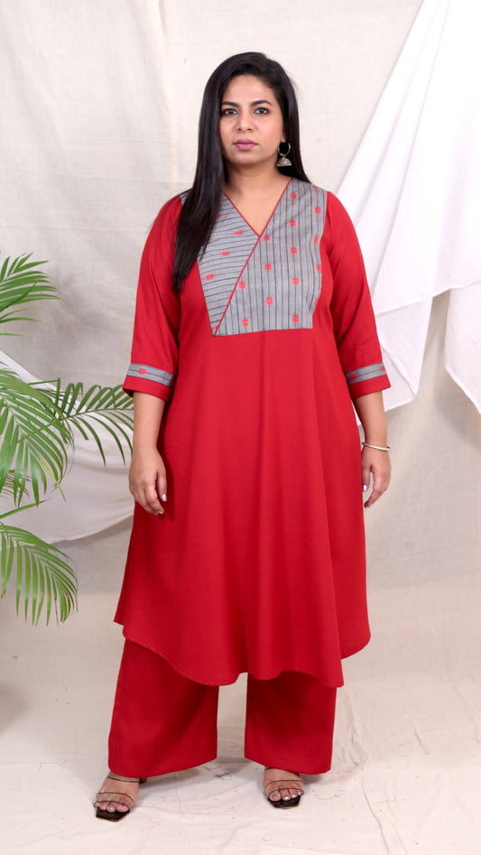 KHUSHI - 2pc set -  MAROON - Soft Cotton