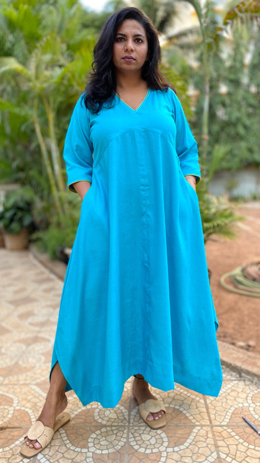 RimJhim - DRESS - BLUE - Soft Cotton