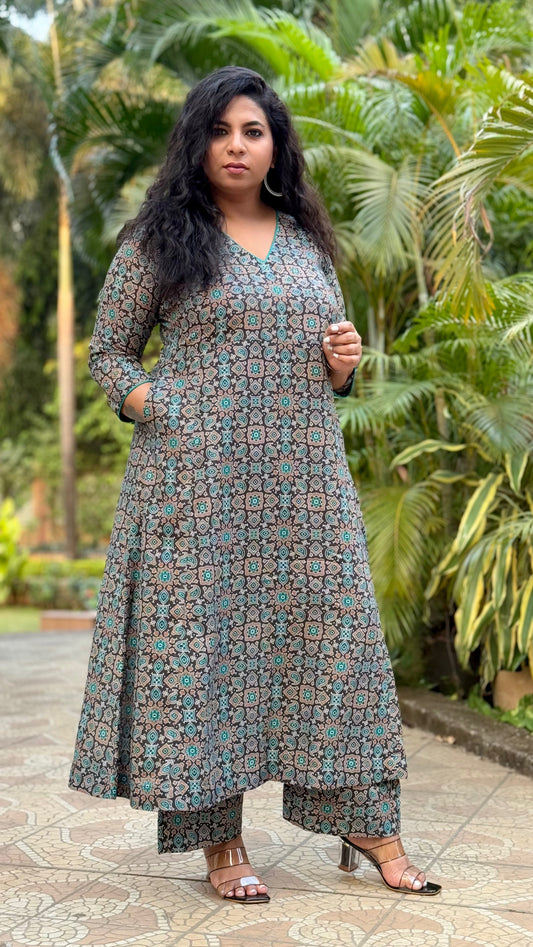 Adhira - Kurta Pant set + Dupatta Optional- GREEN