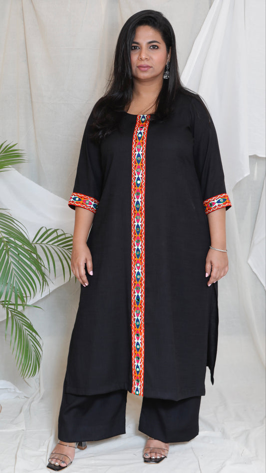 KAJOL - KURTA PANT SET - soft cotton - BLACK