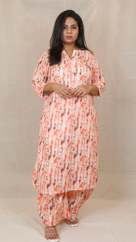 Kiyara - co ord set - Orange Shibori -  SOFT COTTON