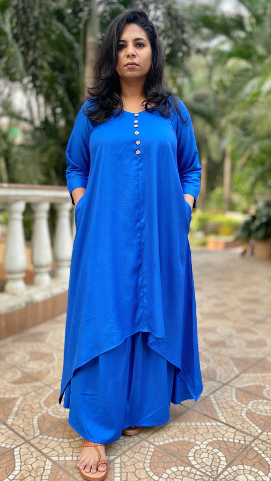 MAHIRA - Kurta & Skirt Set - BLUE - soft cotton