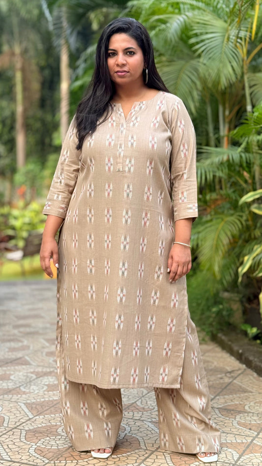 FIZA - Kurta & Pant set - Desert Brown - Cotton Dobby Weave
