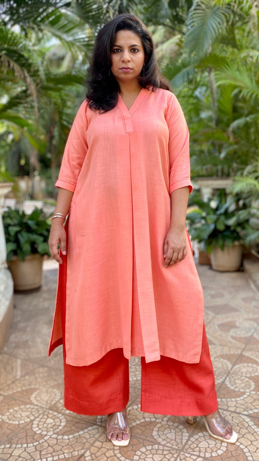 KALA - Pashmina Cotton - KURTA AND PANT SET - ORANGE