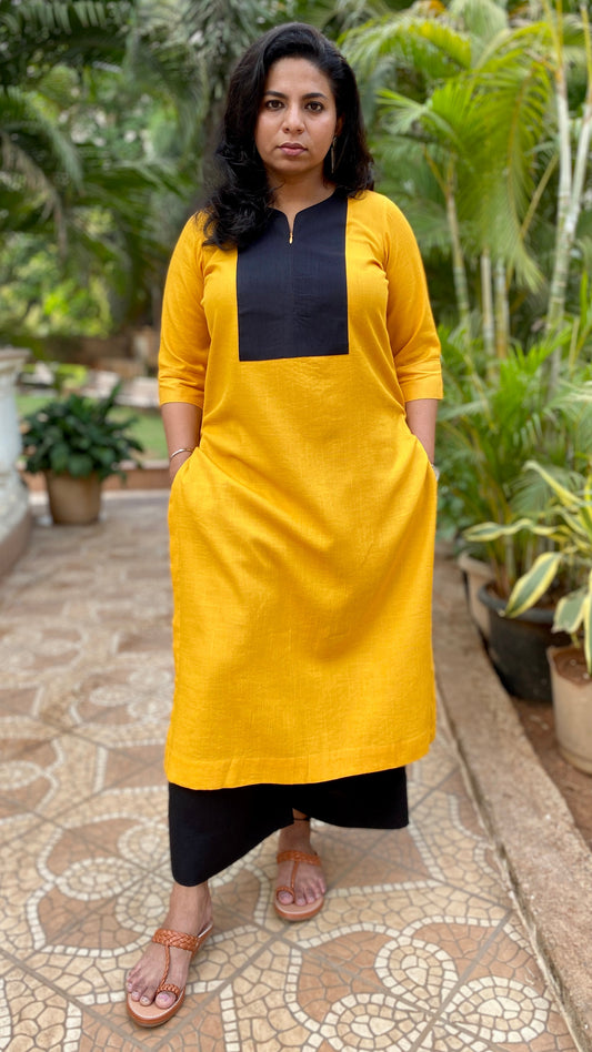 BINDU - KURTA AND PANT SET - YELLOW