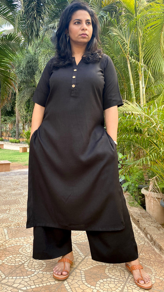 AMMU - KURTA AND PANT SET - BLACK