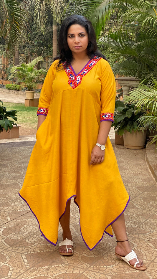 BARKHA - YELLOW MIRROR KURTA - DRESS