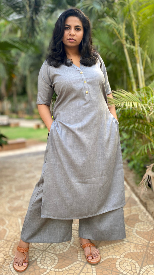 AMMU - KURTA AND PANT SET- GREY