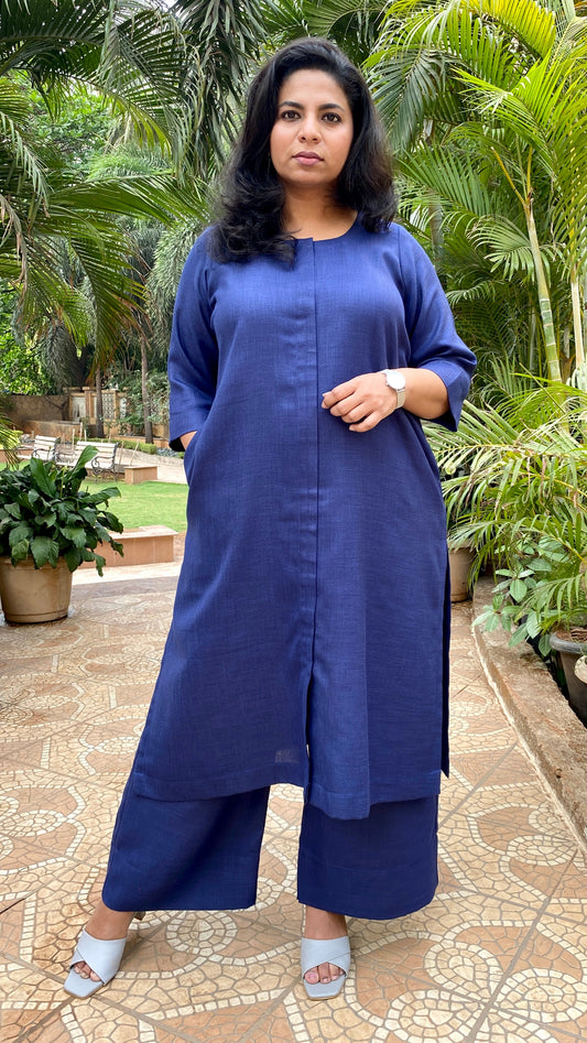 NITARA - Pashmina Cotton - NAVY - KURTA AND PANT SET