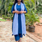ADYA - CO ORD SET - BLUE SOFT COTTON  ( WITH MUL MUL DUPATTA )