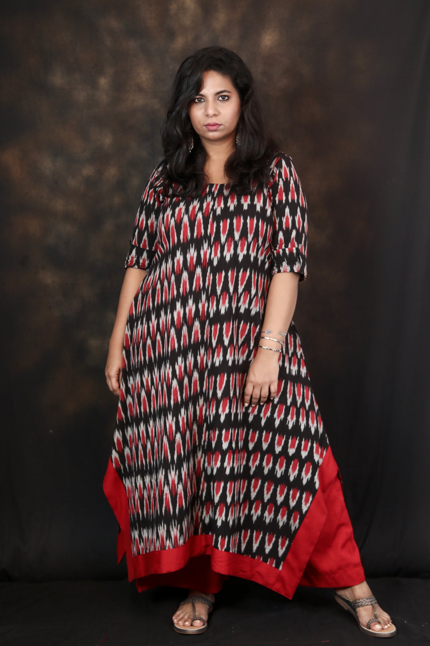 ANNA - Dress - BLACK IKKAT COTTON