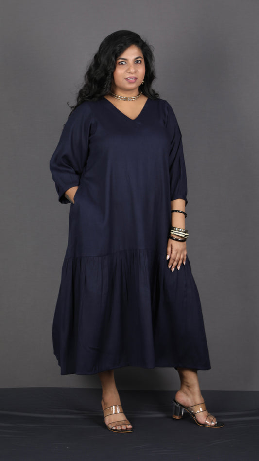 Lysha gathered dress - NAVY