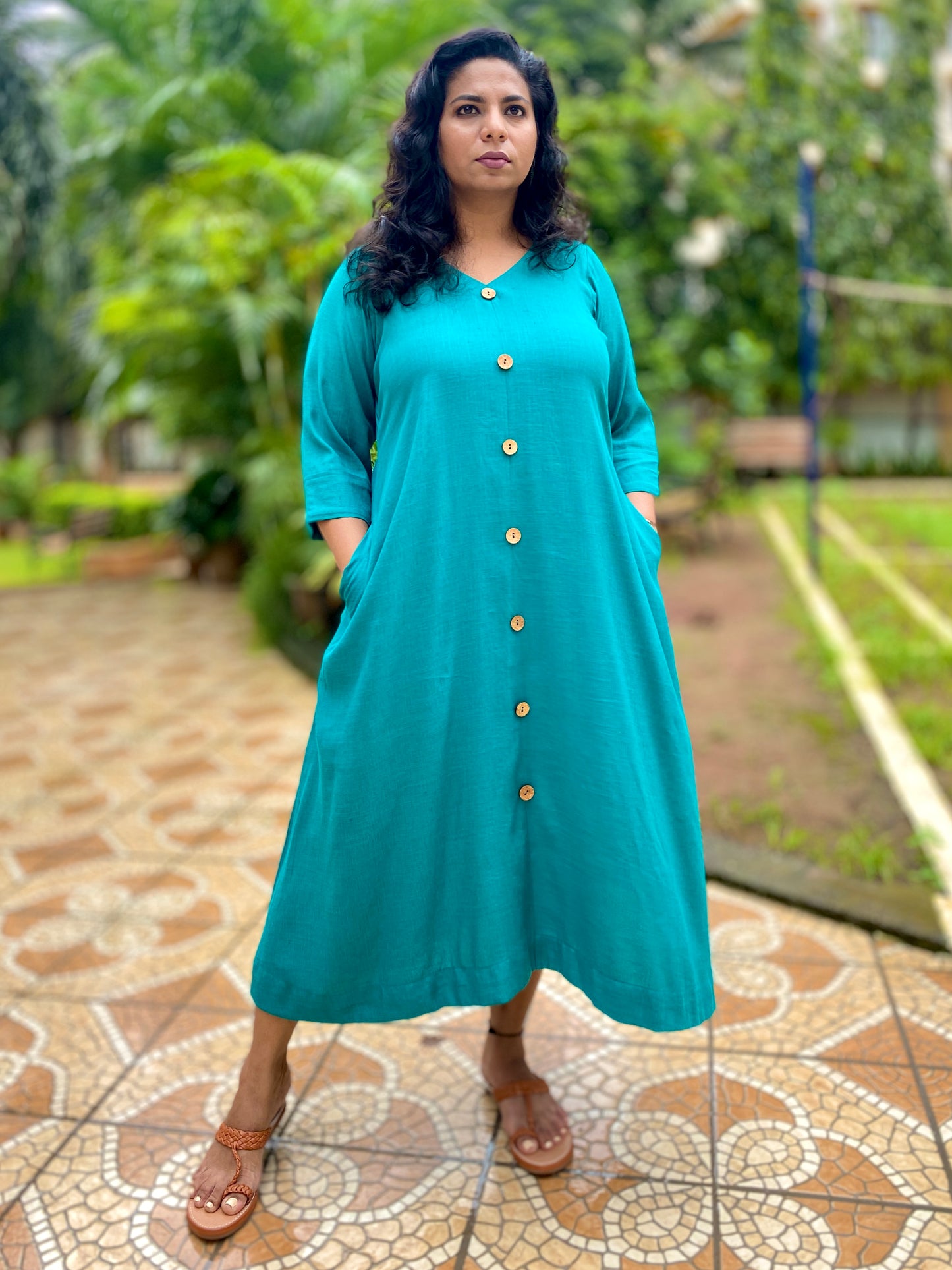 Meera - DRESS OR SET - RAMA GREEN - Soft Cotton