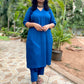 ADYA - CO ORD SET - BLUE SOFT COTTON  ( WITH MUL MUL DUPATTA OPTIONAL )