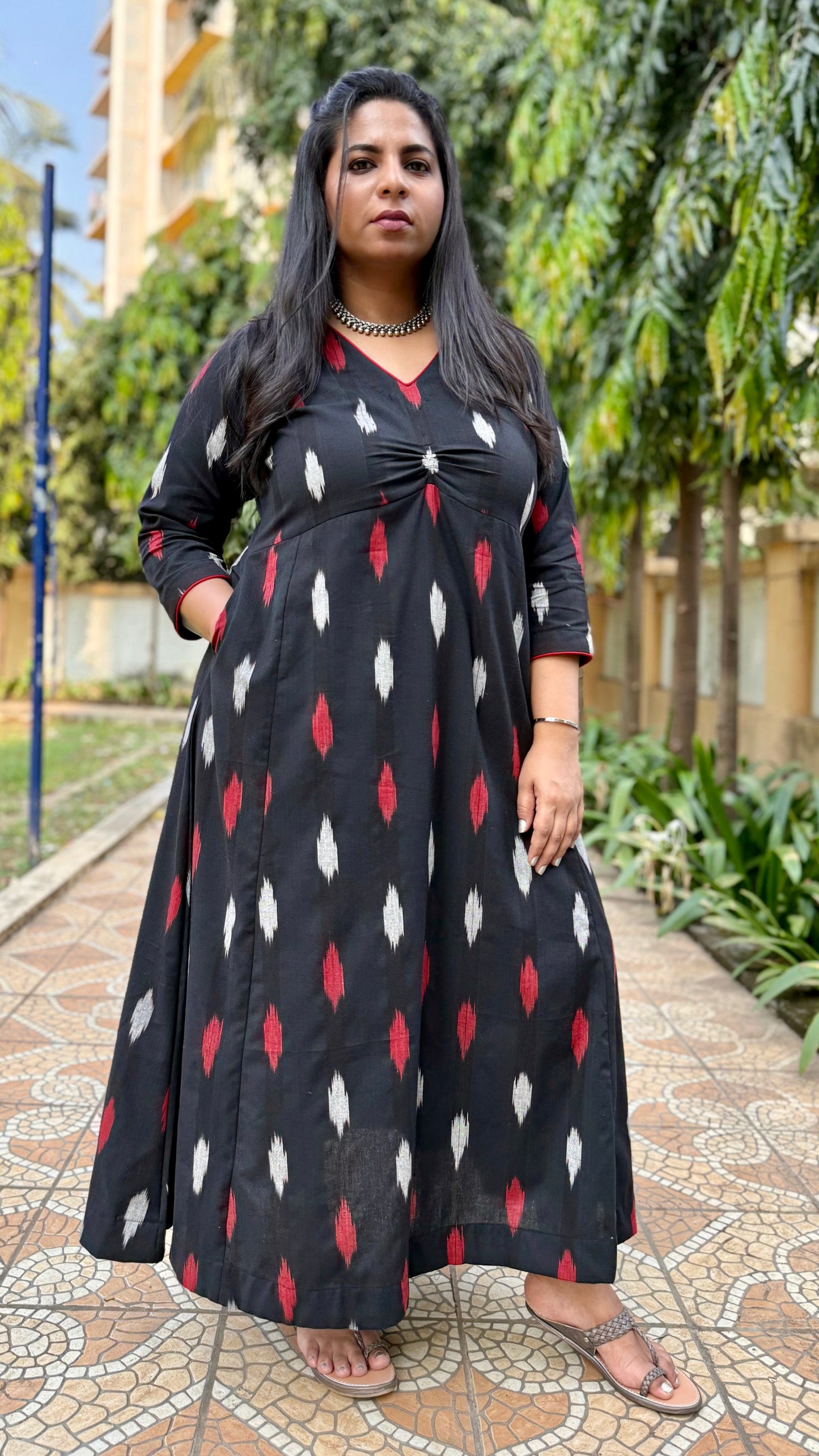 Sonam - Black Ikkat Dress