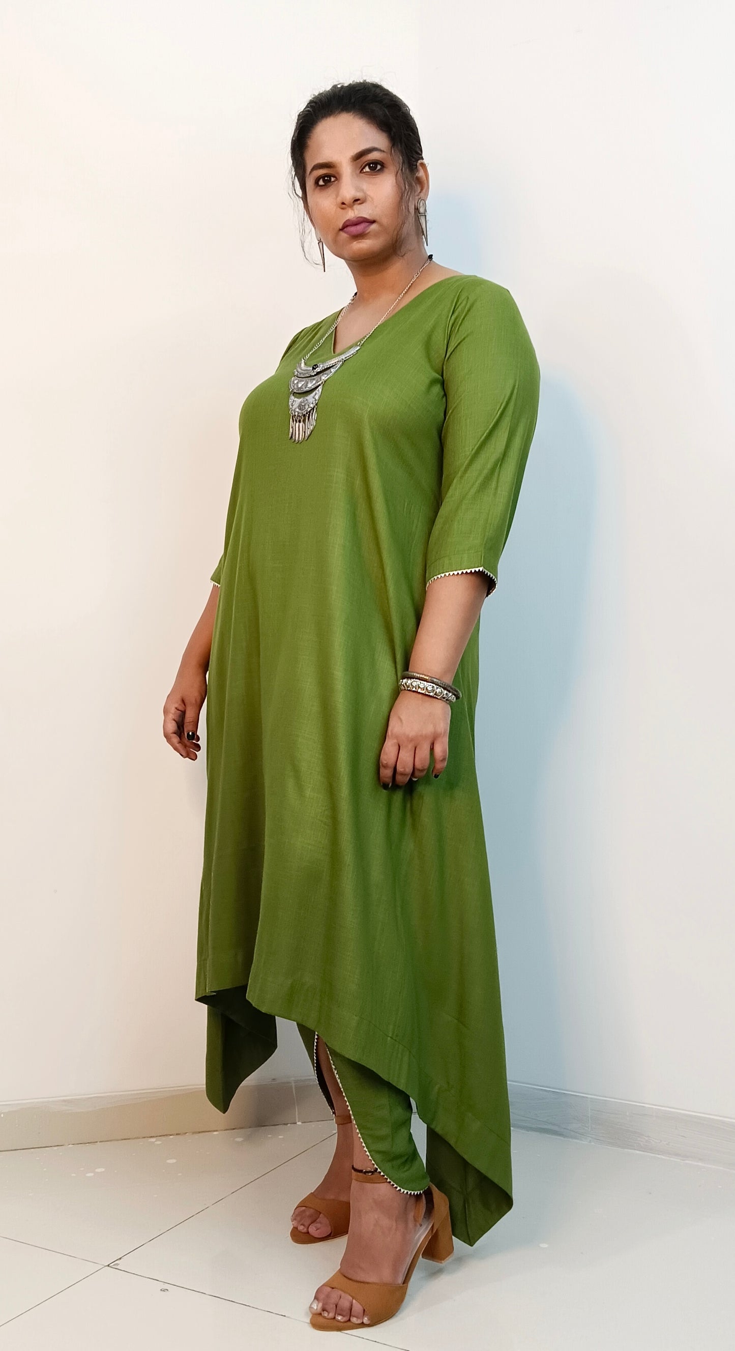 KULFI - MEHENDI GREEN ( soft cotton ) buy kurta or full set
