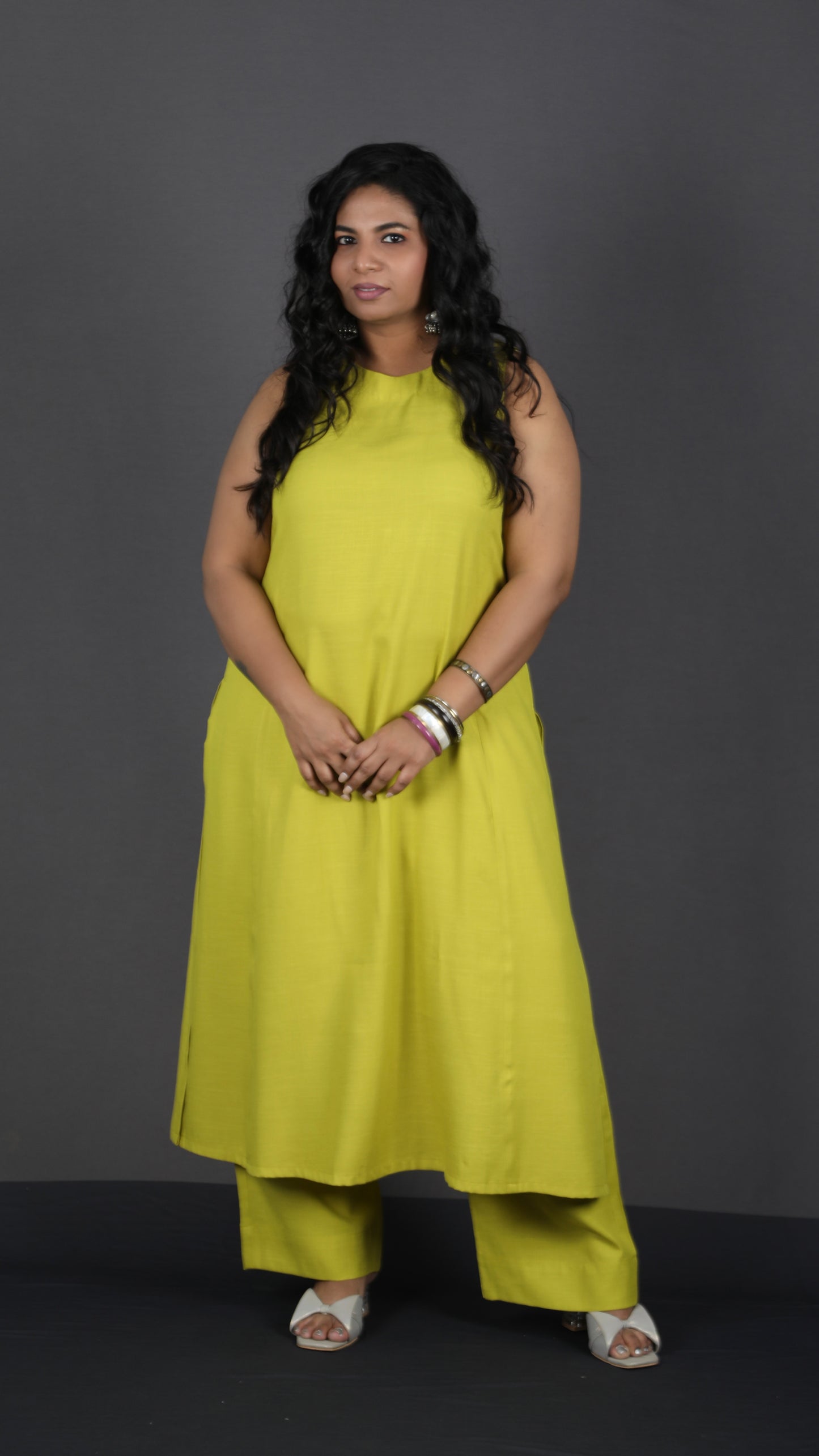 Eshana - 2 pc set - Soft cotton - Lime Green