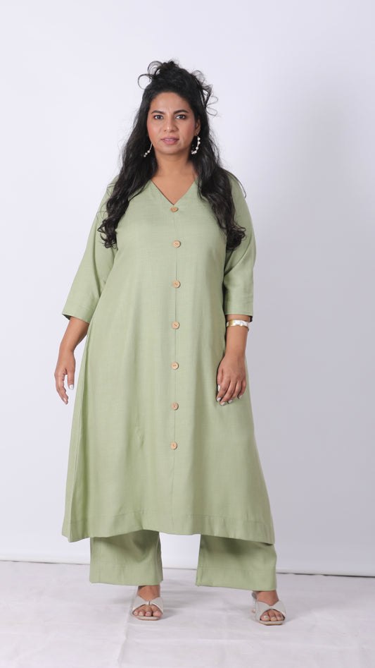 Meera - Co Ord set - Light elaichi green - Soft Cotton