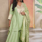 Shanaya - 3 pc set - PISTA GREEN - Crape silk + Zari Dupatta