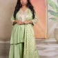 Shanaya - 3 pc set - PISTA GREEN - Crape silk + Zari Dupatta