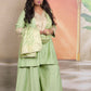 Shanaya - 3 pc set - PISTA GREEN - Crape silk + Zari Dupatta