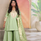 Shanaya - 3 pc set - PISTA GREEN - Crape silk + Zari Dupatta