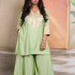 Shanaya - 3 pc set - PISTA GREEN - Crape silk + Zari Dupatta
