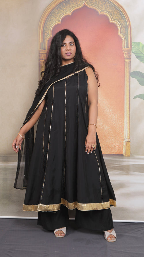 Layla - Anarkali set - Black - Silk