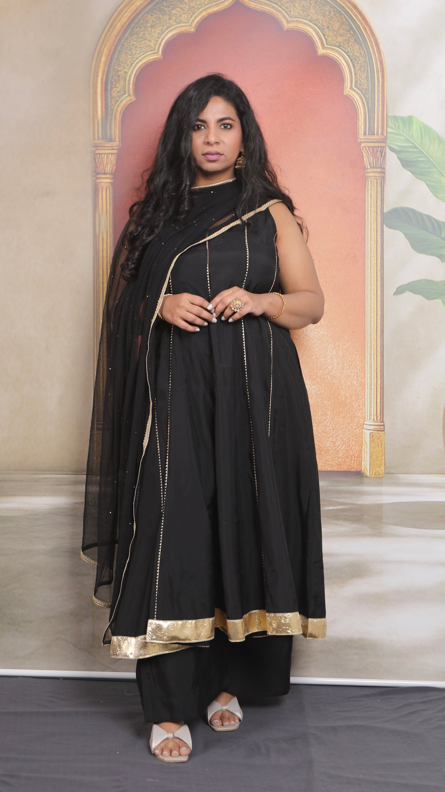 Layla - Anarkali set - Black - Silk