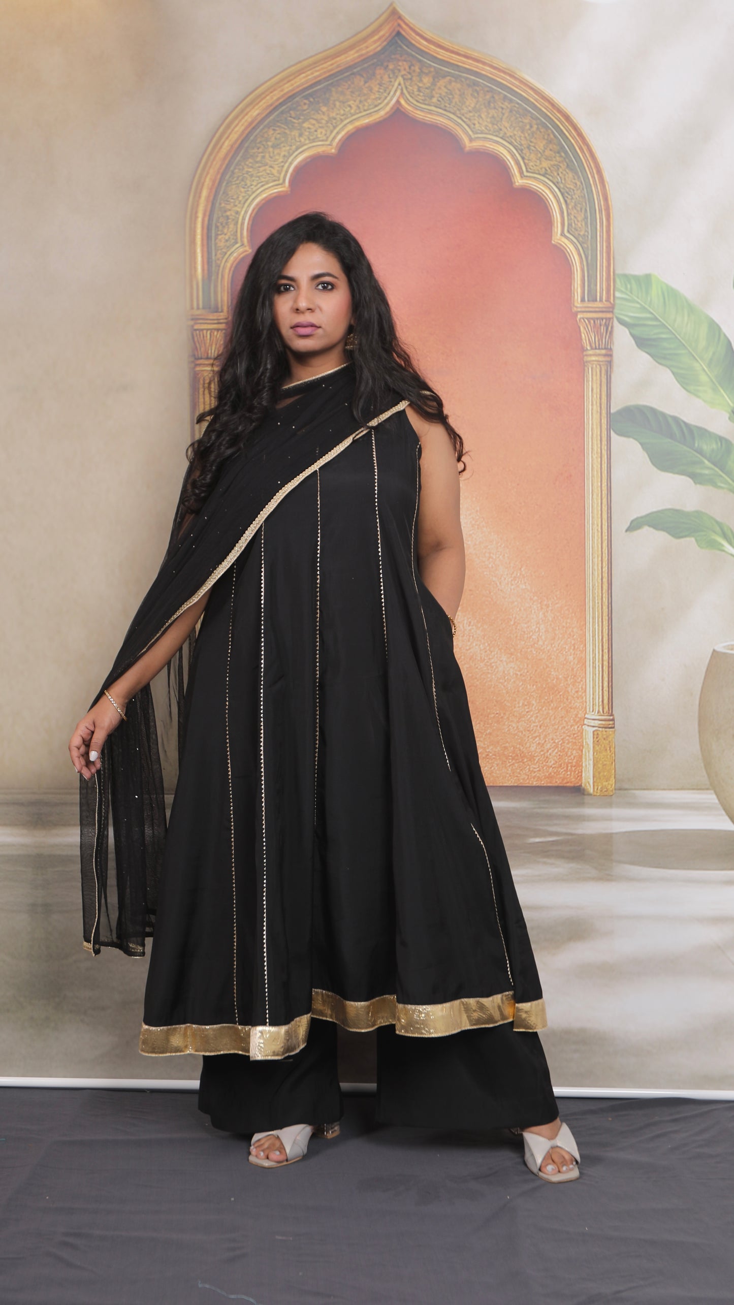 Layla - Anarkali set - Black - Silk