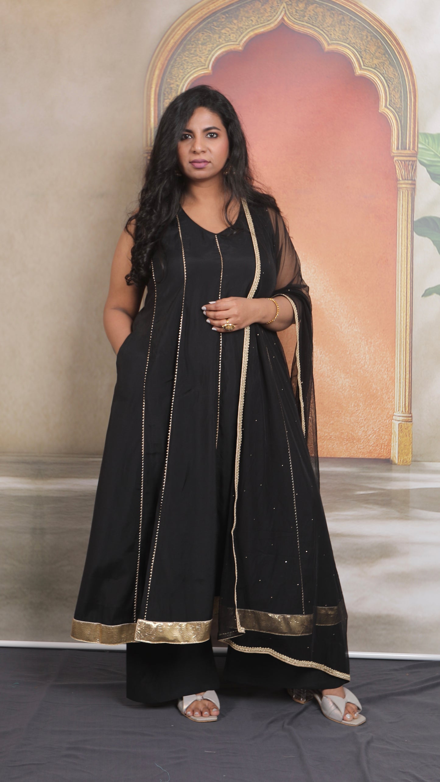 Layla - Anarkali set - Black - Silk