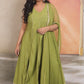 Layla - Anarkali set - Apple Green - Silk