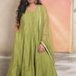 Layla - Anarkali set - Apple Green - Silk