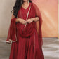 Layla - Anarkali set - MAROON - Silk