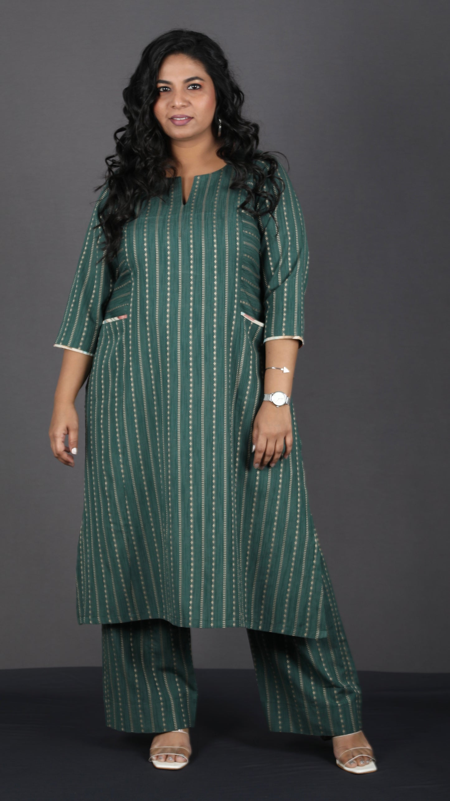 Alia - 2pc set - Cotton thread work - GREEN