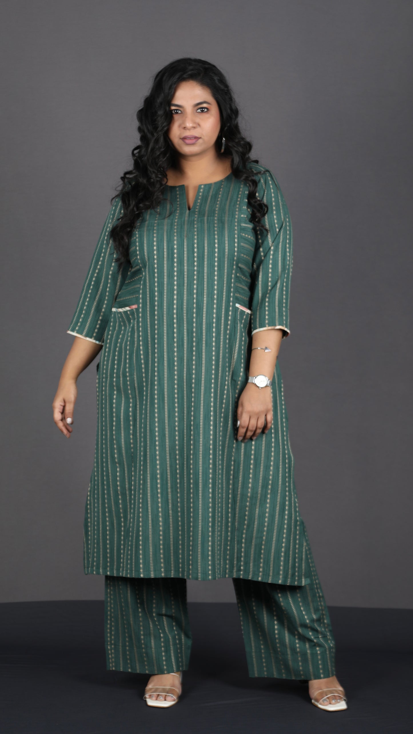 Alia - 2pc set - Cotton thread work - GREEN