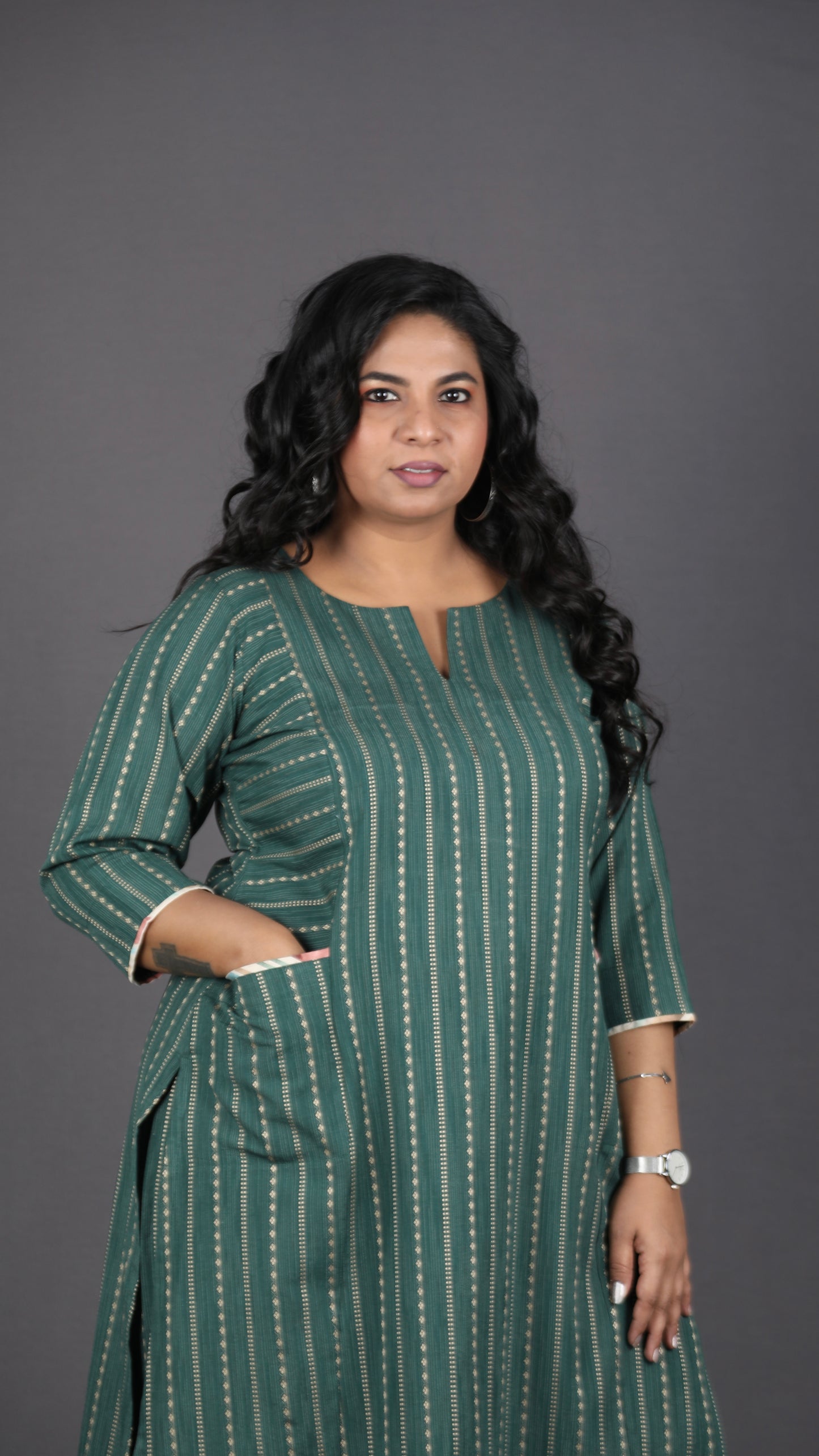 Alia - 2pc set - Cotton thread work - GREEN