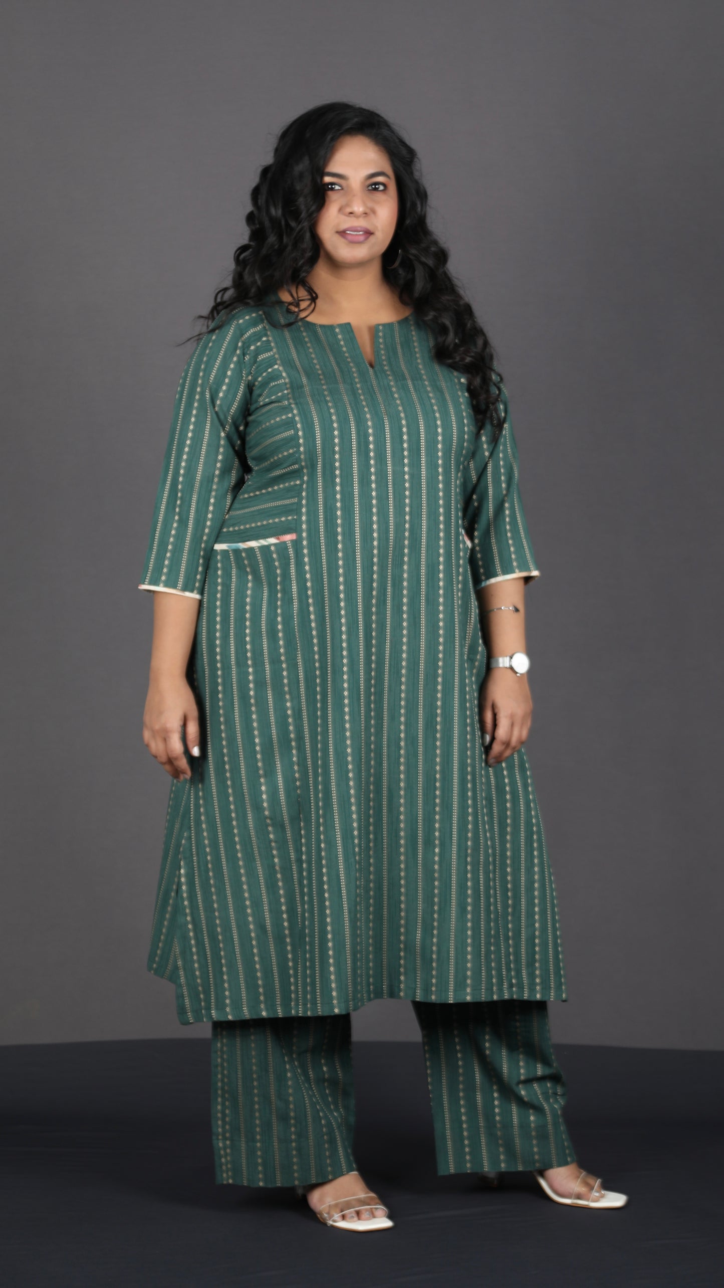 Alia - 2pc set - Cotton thread work - GREEN