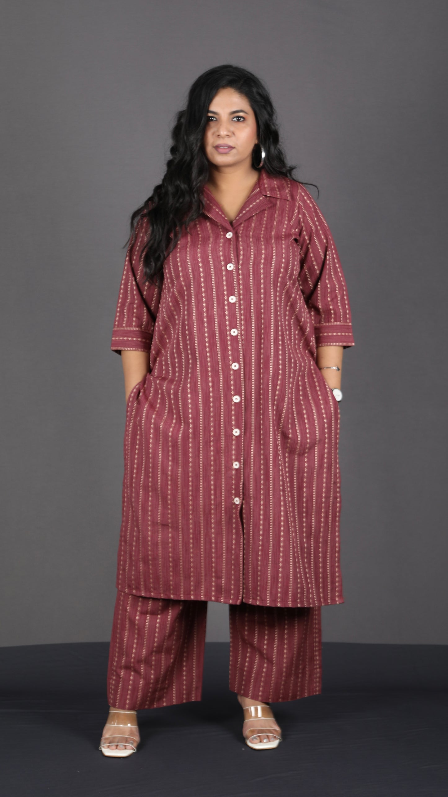 BOSSBABE cords - MAROON - Thread work COTTON