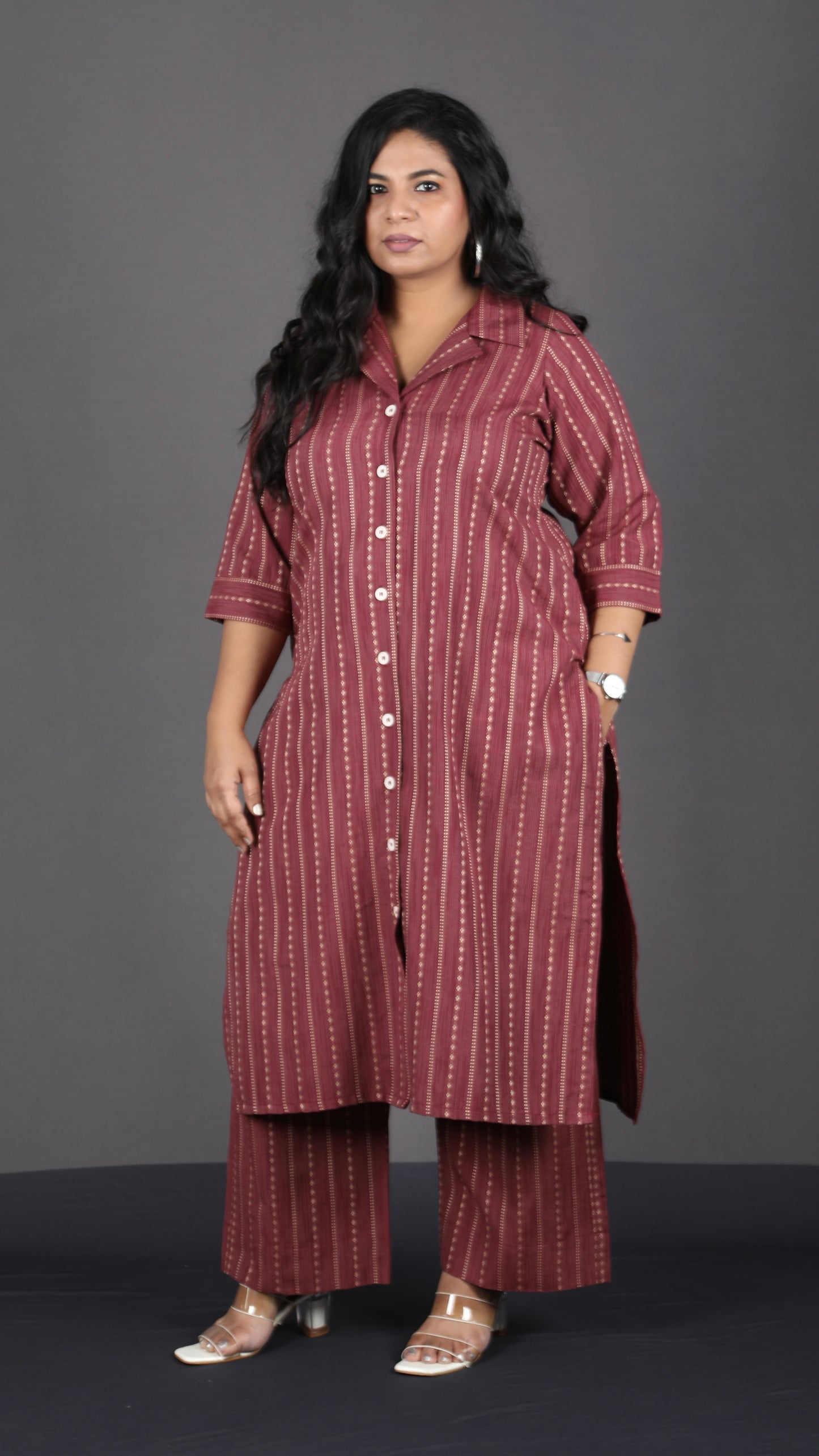 BOSSBABE cords - MAROON - Thread work COTTON