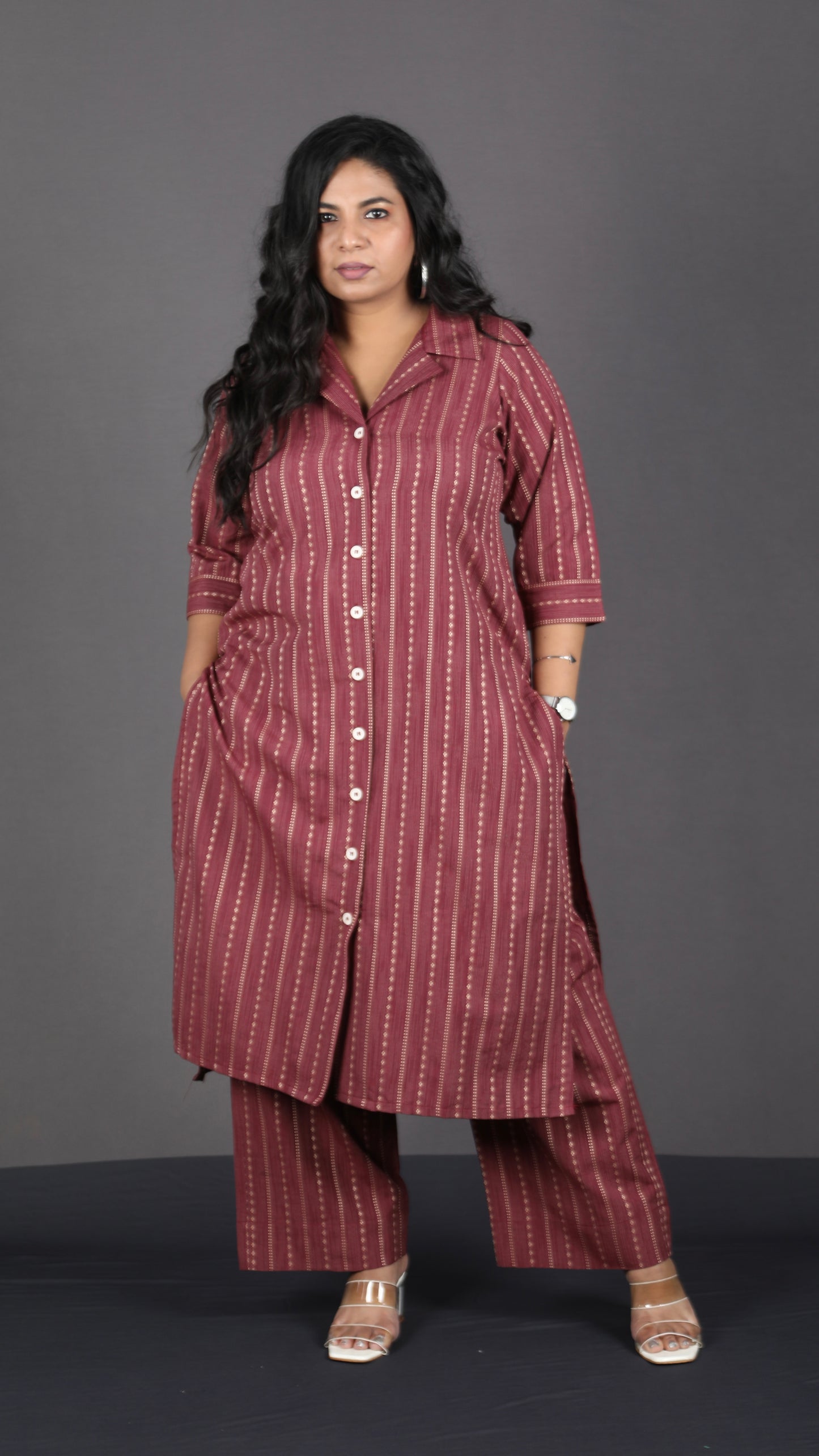 BOSSBABE cords - MAROON - Thread work COTTON