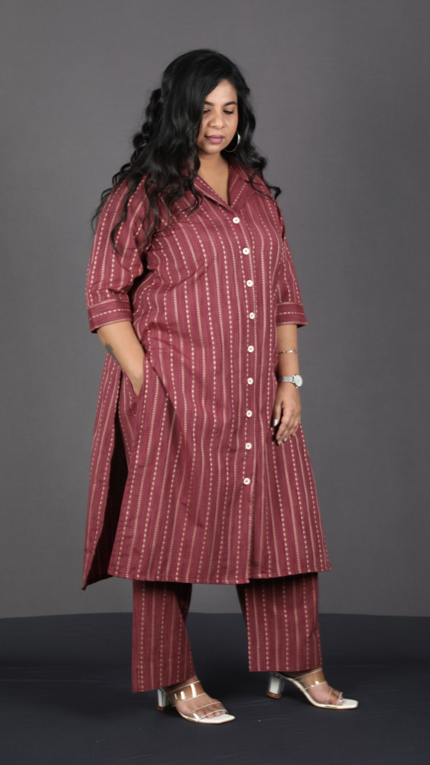 BOSSBABE cords - MAROON - Thread work COTTON