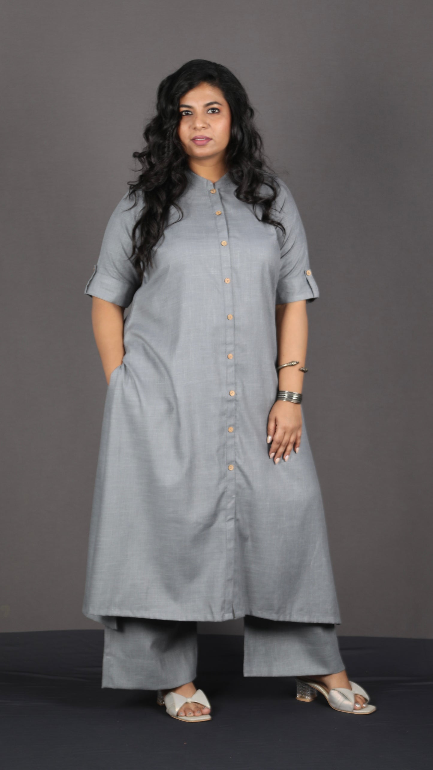 Brinda - 2 pc set - Soft Cotton - GREY