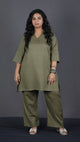 Falak - Short kurta pant set - Soft cotton - OLIVE GREEN