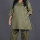 Falak - Short kurta pant set - Soft cotton - OLIVE GREEN