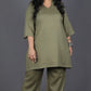 Falak - Short kurta pant set - Soft cotton - OLIVE GREEN