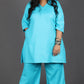 Falak - Short kurta pant set - Soft cotton - FIROZI BLUE
