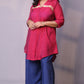 Rida - 2pc co ords - Mul silk - Pink and Navy